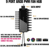 ARGB PWM Fan Hub with Hidden Magnetic Base and SATA Power 18 Port