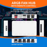 ARGB PWM Fan Hub with Magnetic Base, 20-Port Cooling & Lighting Control Center - White