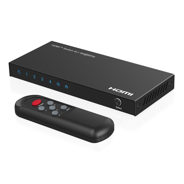 MicroConnect 4K@60Hz HDMI Switch 4x1, HDCP 2.2, w/ Remote control