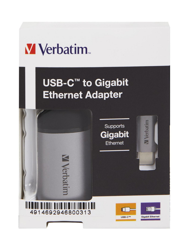 Verbatim USB-C to Gigabit Ethernet adapter