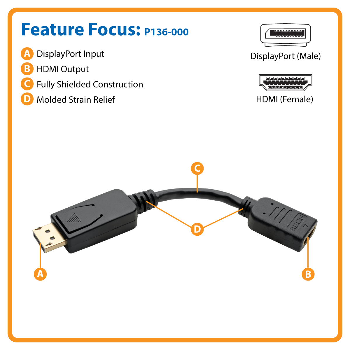 15cm DisplayPort to HDMI Adapter